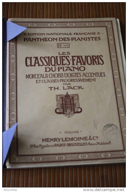 CLASSIQUES FAVORIS DU PIANO MORCEAUX CHOISIS DOIGTéS ACCENTUés P/ TH. LACK EDITION H. LEMOINGNE MUSIQUE PARTITION - J-L