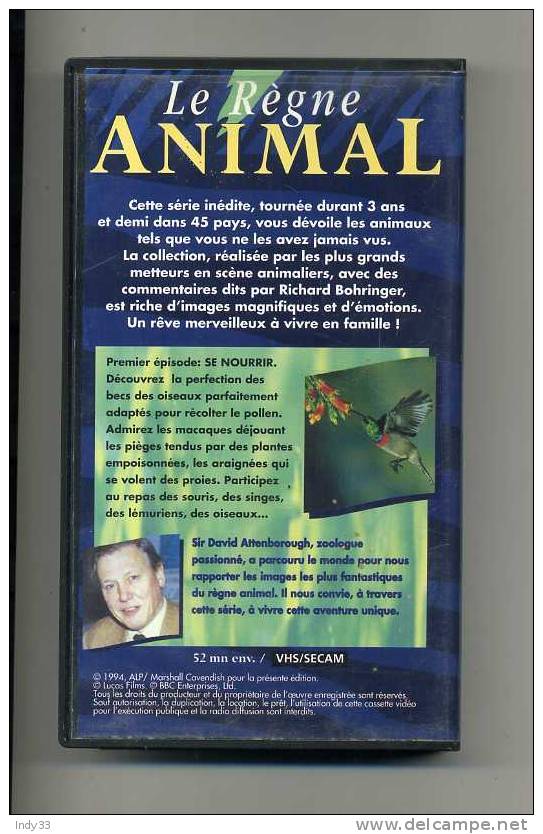 CASSETTE VIDEO LE REGNE ANIMAL N°1 . SE NOURRIR - Documentaire