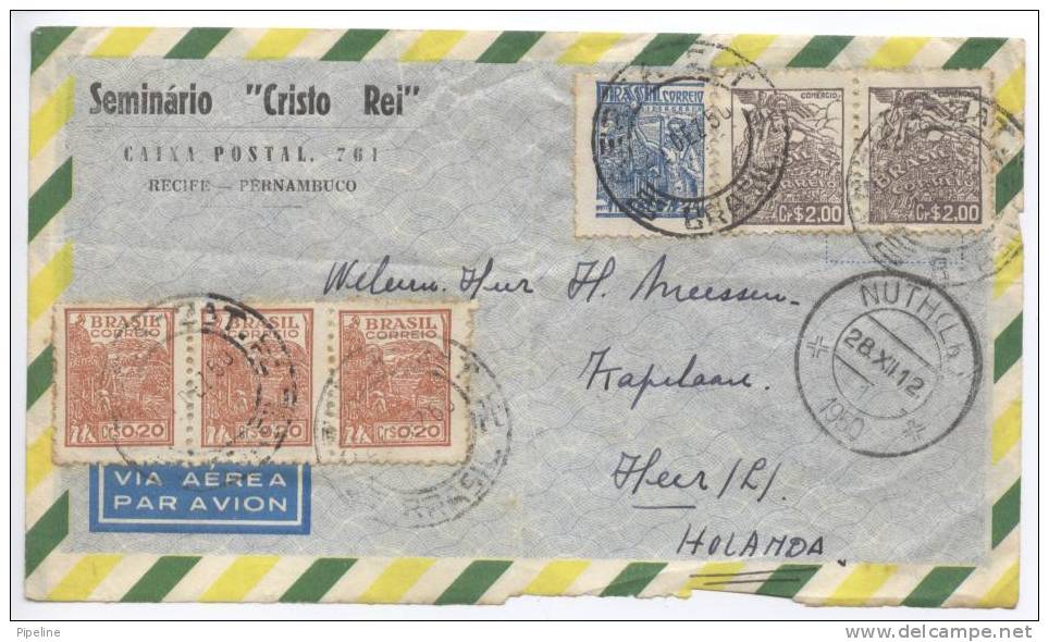 Brazil Air Mail Cover Sent To Netherlands 1958 The Flap On The Backside Of The Cover Is Missing - Poste Aérienne