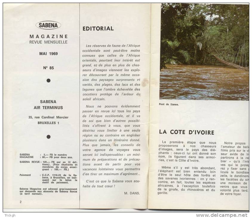Sabena Magazine Mai 1969 Afrique Occidentale - Aardrijkskunde