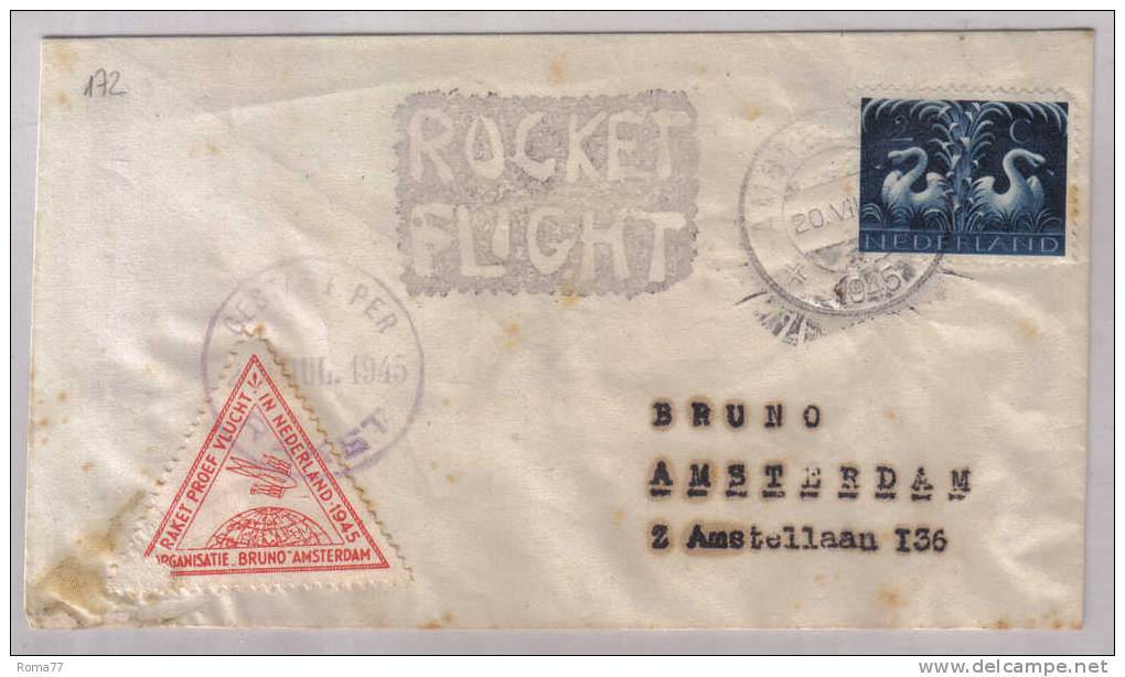 TR172 - OLANDA , POSTA RAZZO ROCKET POST : Raket Del 20.8.1945. - Posta Aerea