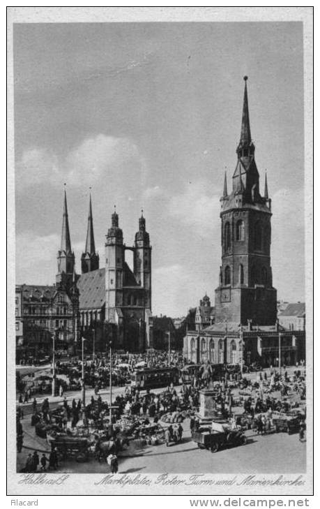 11252    Germania  Halle A/S.  Marktplatz  Roter Turm Und  Marienkirche  NV  (scritta) - Halle (Saale)