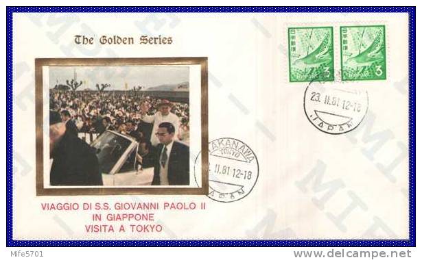 Busta Viaggio Di Giovanni Paolo II In Giappone - Visita A Tokyo 23/11/1981 - Giappone - 2 Francobolli, Valore Unit.: 3+3 - Cartas & Documentos