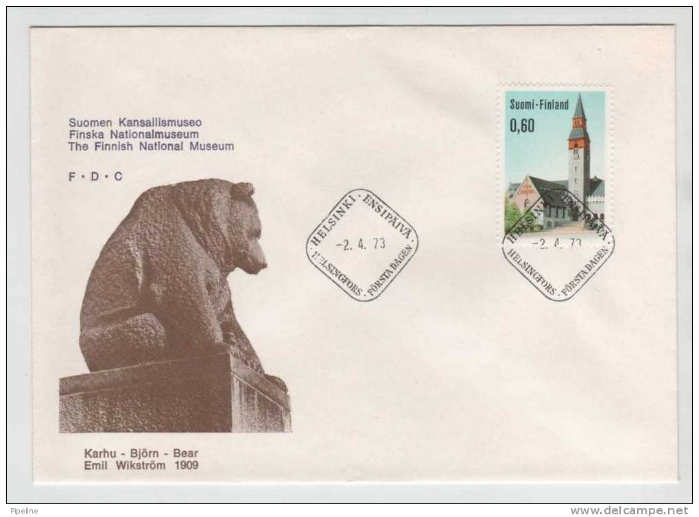 Finland FDC 2-4-1973 The Finnish National Museum With Nice BEAR Cachet - FDC