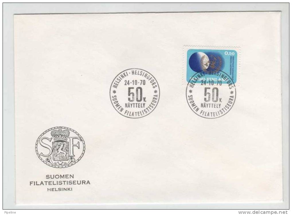 Finland Cover UN 25th Anniversary Stamp And Suomen Filatelistiseura 50th. Anniversary - FDC