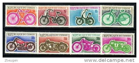 CONGO BRAZZAVILLE  1969  MICHEL NO: 184 - 191  MNH - Motorbikes