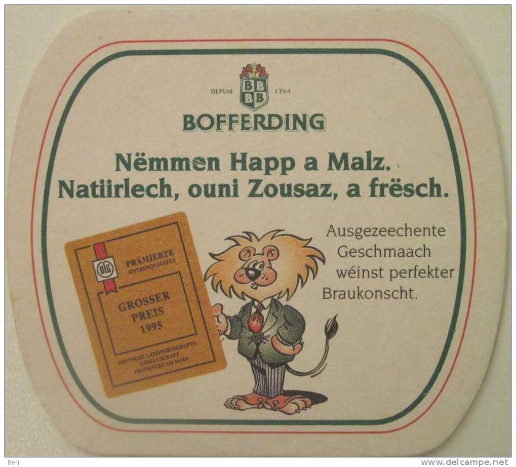 Sous-bock BOFFERDING Nëmmen Happ A Malz - Grosser Preis 1995 (Luxembourg) (R) - Sous-bocks