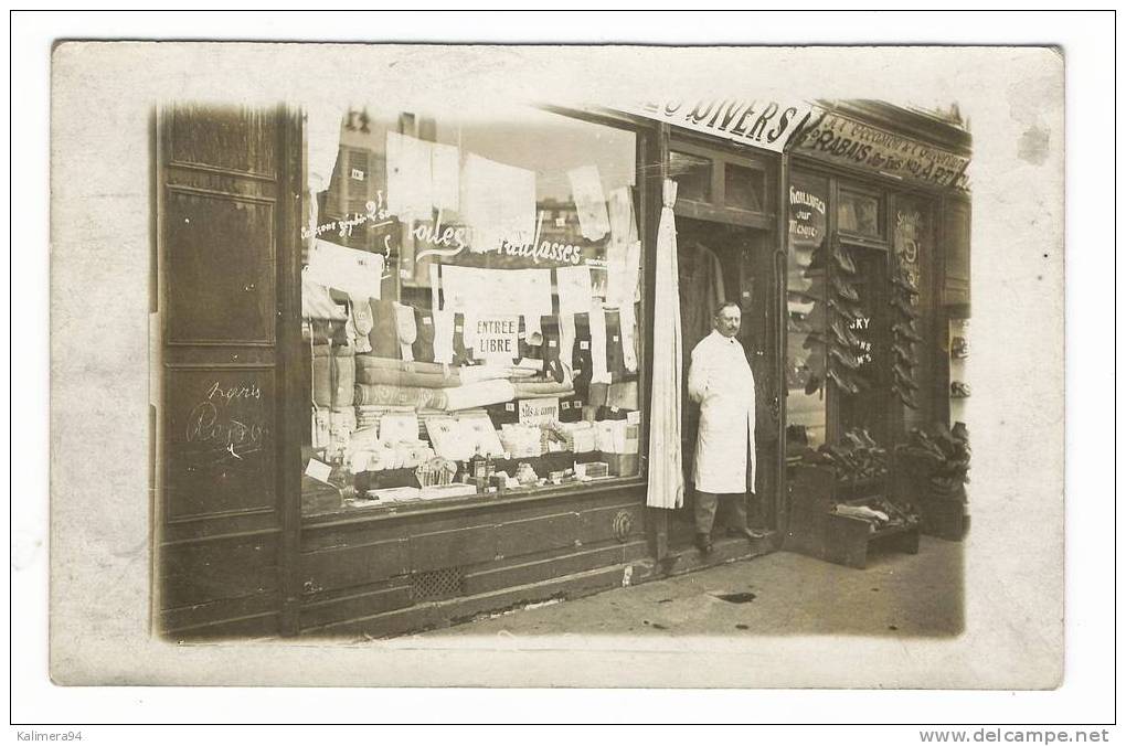 MAGASIN DE CONFECTION  ( Toiles , Caleçons , Chaussettes Et Lits De Camp )  ET CHAUSSURES  /  CARTE-PHOTO  ( à PARIS ? ) - Negozi