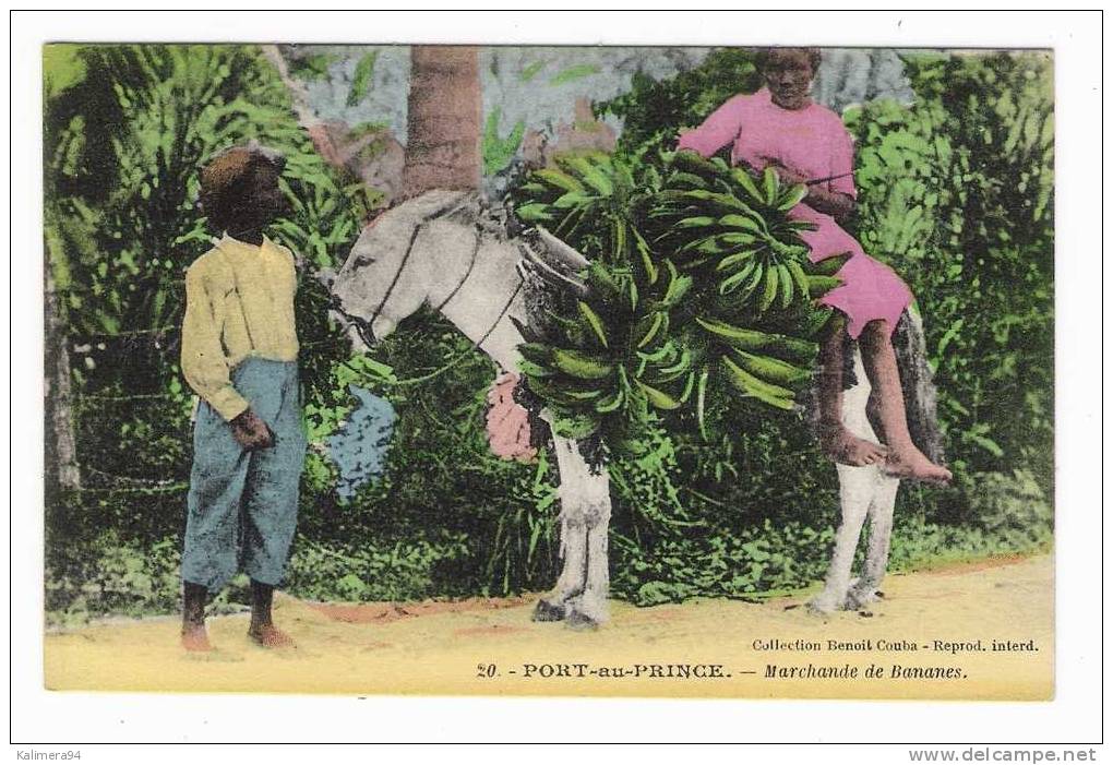 HAÏTI  /  PORT-au-PRINCE  /  MARCHANDE  DE  BANANES  ( Sur âne ) /  Collection  Benoît  COUBA  N° 20 - Haïti