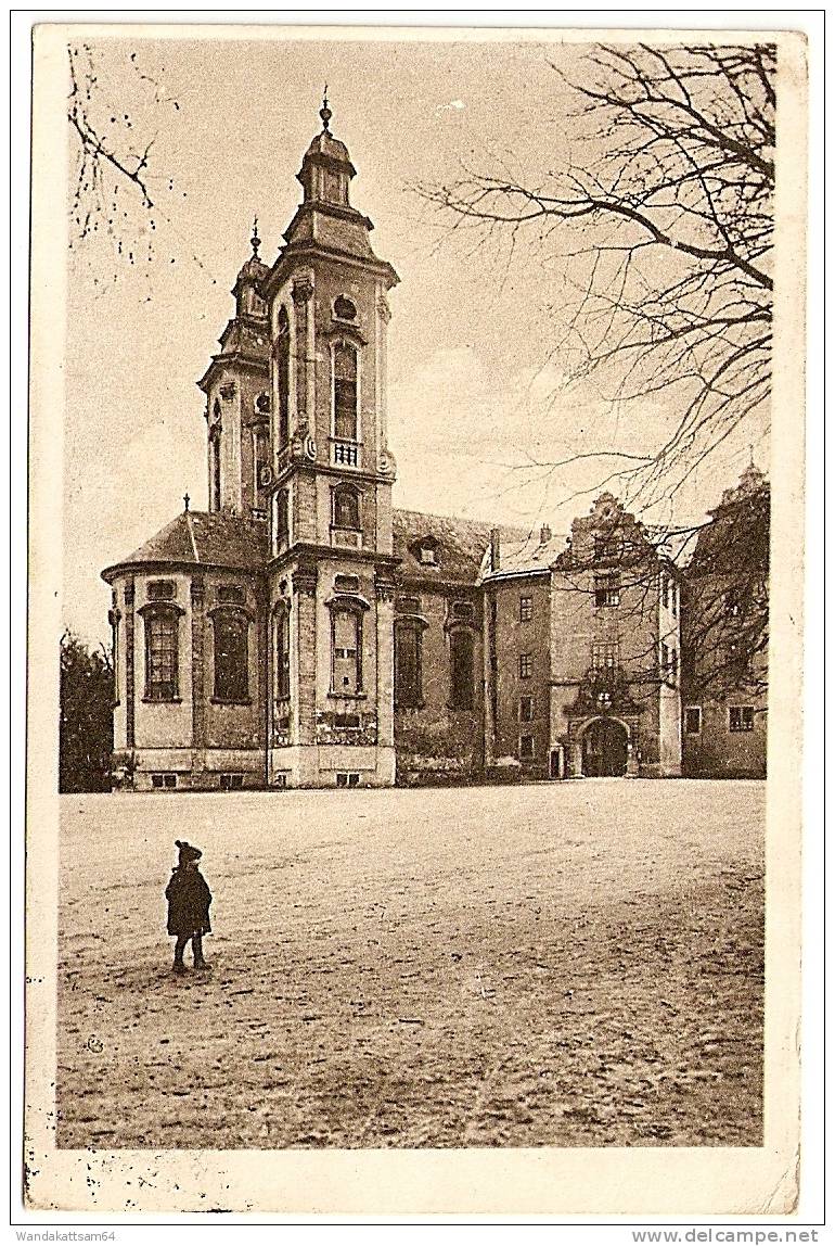 AK Bad Mergentheim. Schloßkirche 23.VII.27 Z 532 WÜRTT. MO 36 BAHN-POST Nach München Mit 1 X 5 PF DEUTSCHES REICH "Köpfe - Bad Mergentheim