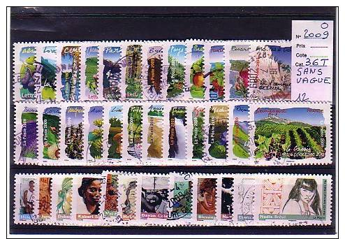 FRANCE ANNEE 2009 TIMBRES OBLITERES SANS VAGUE Lot 12 - Usati