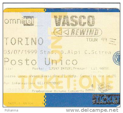 PO3435A Biglietto Concerto VASCO ROSSI - Torino Stadio Delle Alpi - Tour 1999 - Konzertkarten