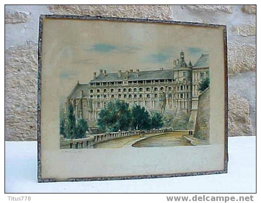 AQUARELLE SOUS VERRE + Château De Blois Architecture Dessin Cadre - Watercolours