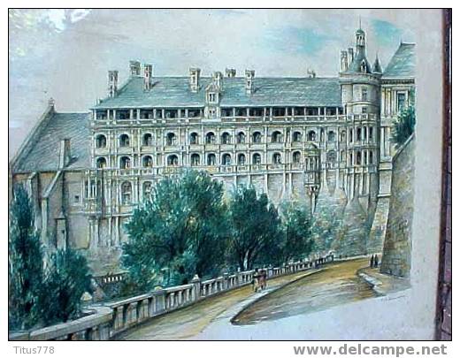 AQUARELLE SOUS VERRE + Château De Blois Architecture Dessin Cadre - Wasserfarben