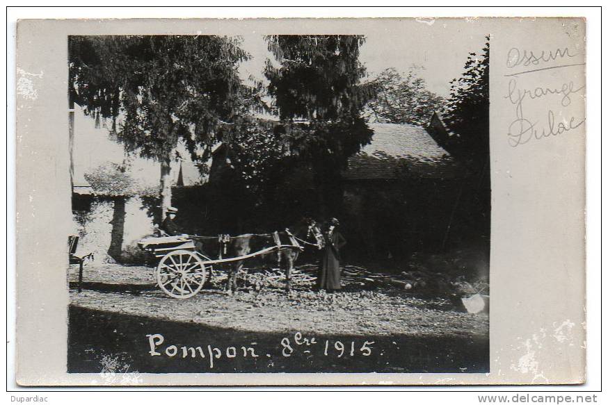 65 - Hautes Pyrénées /  Carte Photo  D´ OSSUN : Grange Dulac, Attelage Cheval ( Pompon Octobre 1915 ). - Ossun