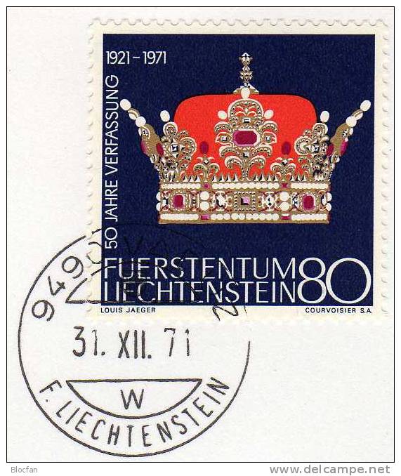 Weihnachten Neujahr-Karte 1972 Fürstentum Liechtenstein 547 Karte O 10€ Kunst Fürstenhut Mit Brillanten New Year Card FL - Liechtenstein