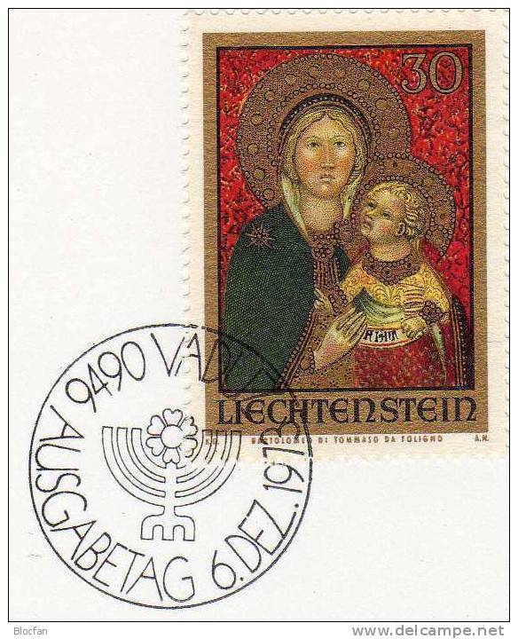 Weihnachten Neujahr-Karte 1974 Fürstentum Liechtenstein 595 Karte O 10€ Christmas Madonna Jesus Kind New Year Card Of FL - Liechtenstein