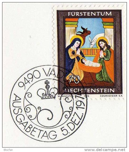 Weihnachten Neujahrs-Karte 1975 Fürstentum Liechtenstein 619 Karte O 10 € Christmas Krippe In Bethlehem New Year Card - Liechtenstein