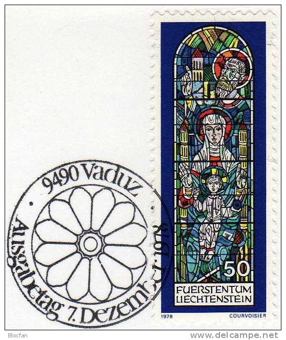 Weihnachten Neujahr-Karte 1979 Liechtenstein 721 Karte O 10€ Christmas Kirchenfenster Hl.Familie New Year Art Card Of FL - Liechtenstein