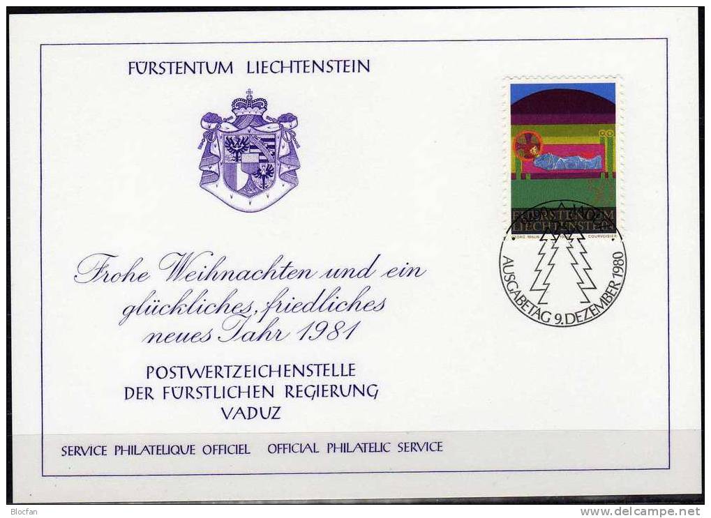 Weihnachten Neujahr-Karte 1981 Liechtenstein 762 Karte O 10€ Christmas Malerei Weihnachts-Krippe New Year Art Card Of FL - Liechtenstein