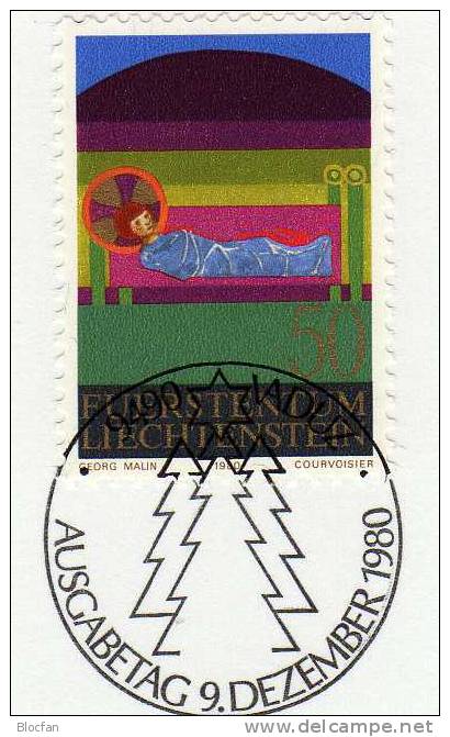 Weihnachten Neujahr-Karte 1981 Liechtenstein 762 Karte O 10€ Christmas Malerei Weihnachts-Krippe New Year Art Card Of FL - Liechtenstein