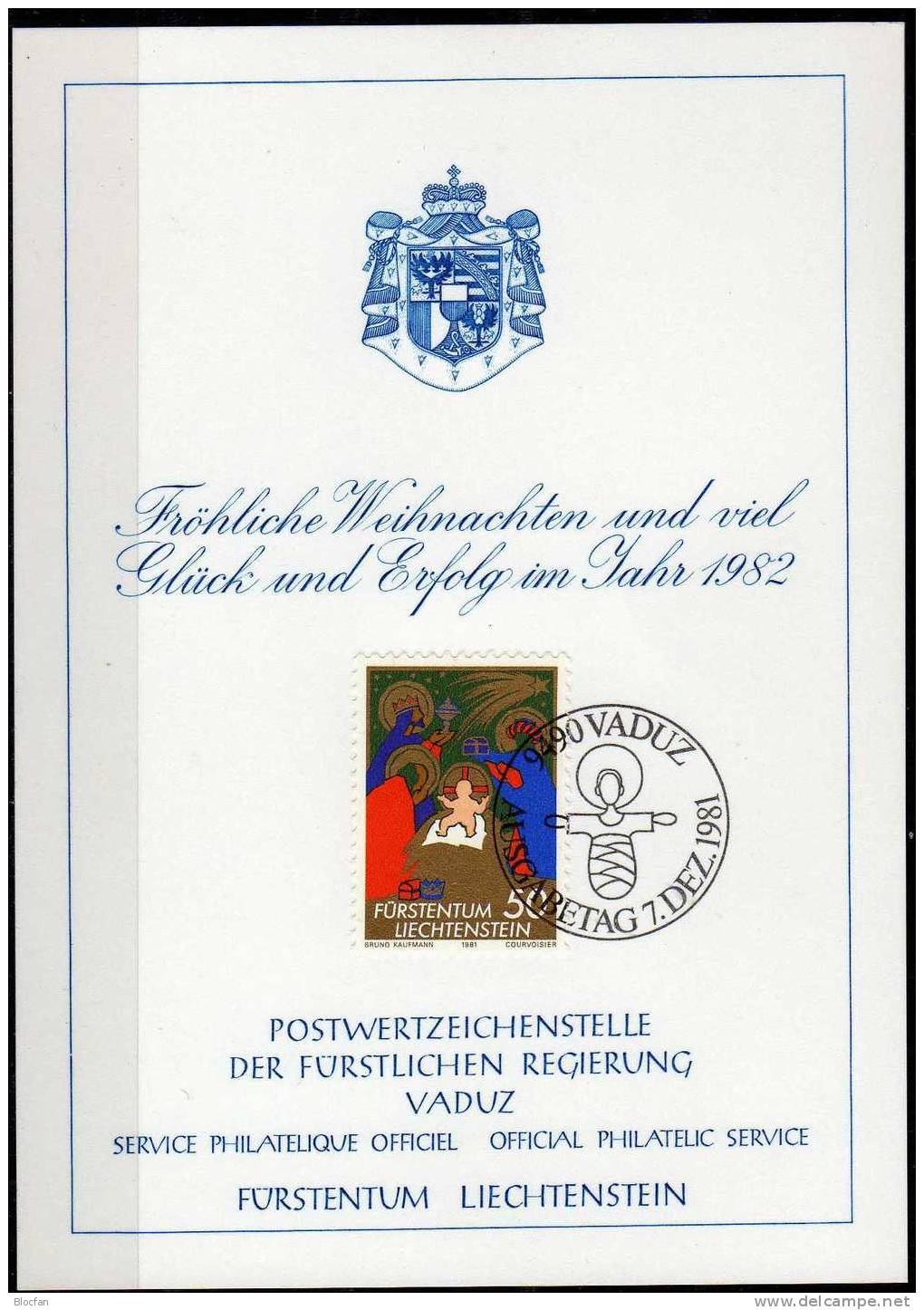 Weihnachten Neujahr-Karte 1982 Liechtenstein 789 Karte O 10€ Christmas Weihnacht-Kunst Heilige 3 Könige New Year Card FL - Liechtenstein
