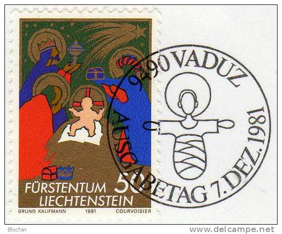 Weihnachten Neujahr-Karte 1982 Liechtenstein 789 Karte O 10€ Christmas Weihnacht-Kunst Heilige 3 Könige New Year Card FL - Liechtenstein