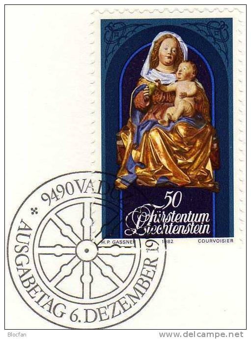 Weihnachten Neujahrs-Karte 1983 Liechtenstein 814 Karte O 10€ Christmas Weihnachts-Skulptur Maria Mit Kind New Year Card - Liechtenstein