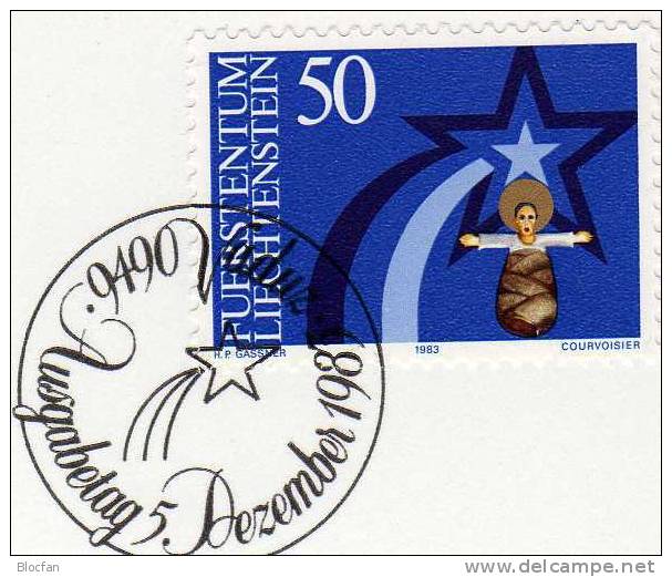 Weihnachten Neujahrs-Karte 1984 Liechtenstein 832 Karte O 10€ Christmas Weihnachts-Stern Mit Jesus Kind New Year Card - Liechtenstein