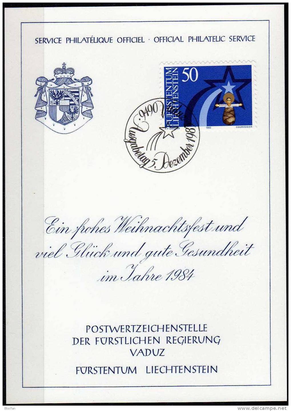 Weihnachten Neujahrs-Karte 1984 Liechtenstein 832 Karte O 10€ Christmas Weihnachts-Stern Mit Jesus Kind New Year Card - Liechtenstein