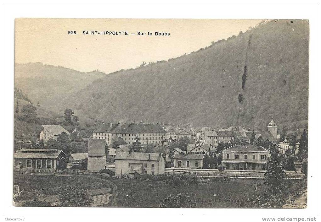 Saint-Hippolyte (25) : Vue Générale Avec La Gare Côté Rail En PP En 1918. - Saint Hippolyte