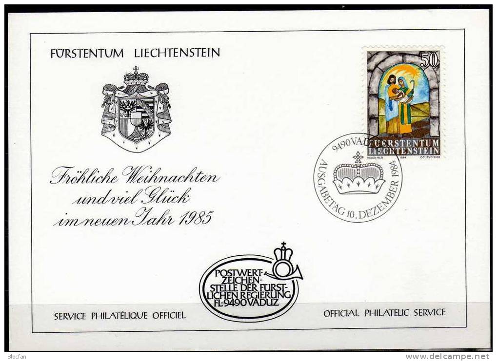 Weihnachten Neujahrs-Karte 1985 Liechtenstein 862 Karte O 10€ Christmas Weihnachts-Lieder Heilige Familie New Year Card - Liechtenstein