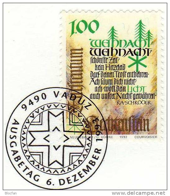 Weihnachten Neujahrs-Karte 1994 Liechtenstein 1075 Karte O 10€ Christmas Weihnachts-Gedichte Von Schröder New Year Card - Liechtenstein