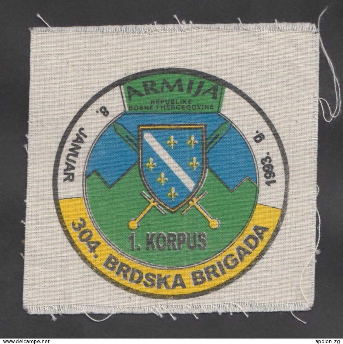 BOSNIA ARMY - 304. MOUNTAIN BRIGADE, 1ST CORPS , Rare Patch ! - Patches