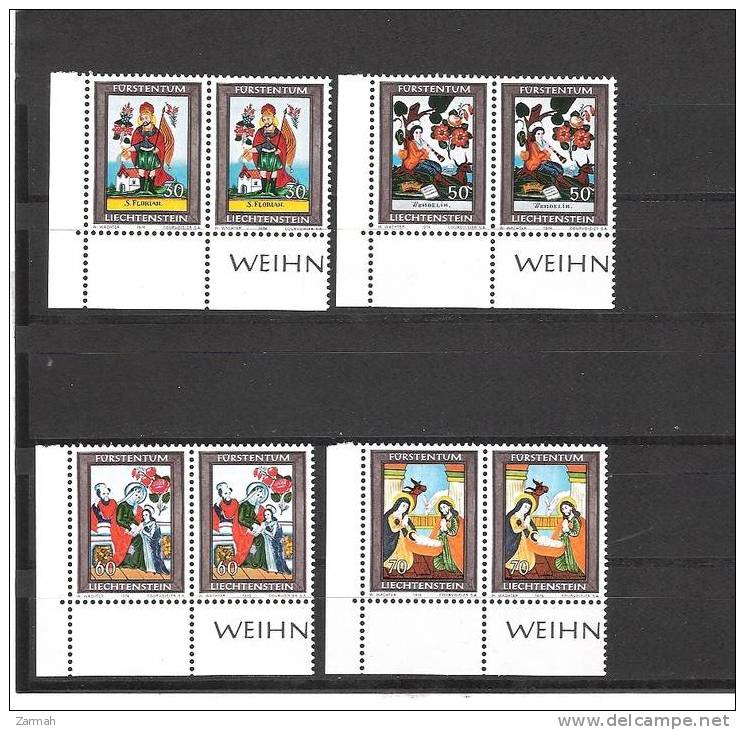 LIECHTENSTEIN N° 558 à 561 Neufs** En Paires Horizontales (bord De Feuille) - Unused Stamps