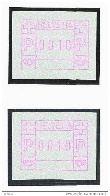 Suisse * ATM Type 3 * Variétés - Abarten - 2 Timbres Avec Attestation - Automatenmarken