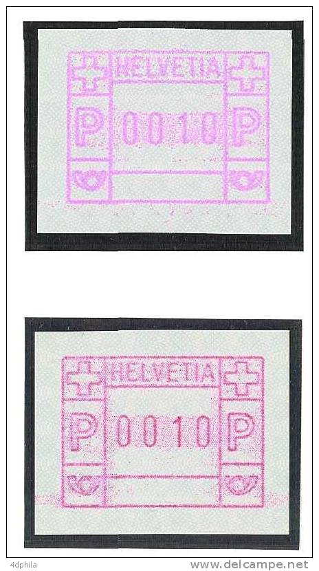 Suisse * ATM Type 3 * Variétés - Abarten - 2 Timbres Avec Attestation - Timbres D'automates