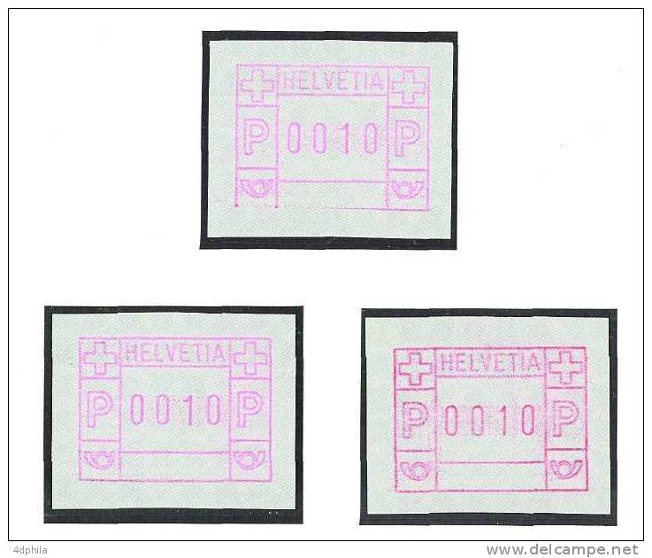 Suisse * ATM Type 3 * Variétés - Abarten - 3 Timbres Avec Attestation - Automatic Stamps