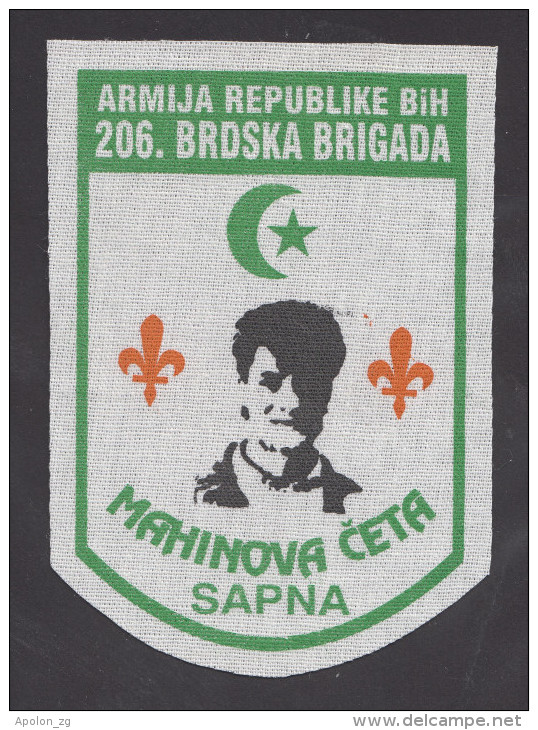 BOSNISCHE ARMEE - BOSNIAN ARMY - 206.MOUNTAIN BRIGADE - MAHINOVA CETA ,SAPNA , Very Rare Sleeve Patch ! - Ecussons Tissu