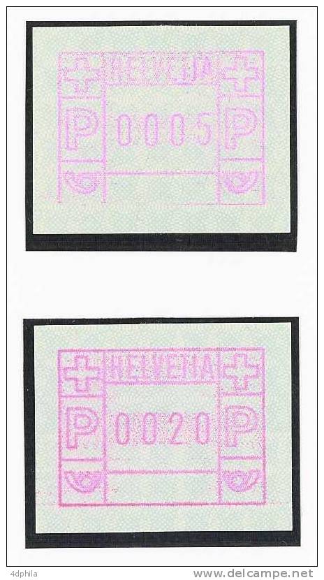 Suisse * ATM Type 2 * Variétés - Abarten - 2 Timbres Avec Attestation - Automatic Stamps