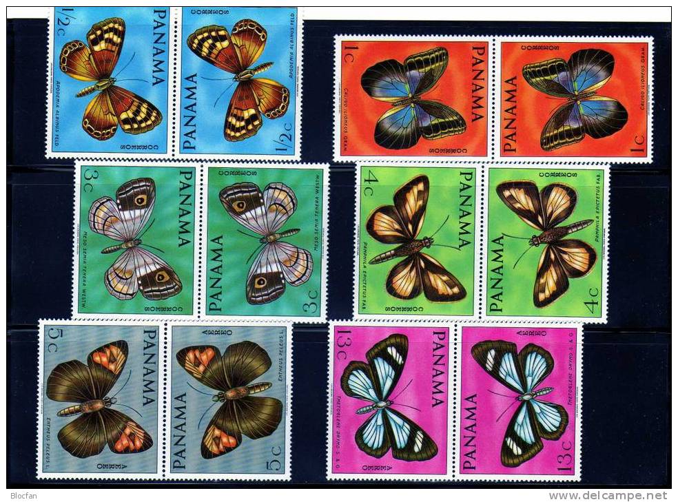 Nationaler Naturschutz 1968 Schmetterlinge Panama 1056/1A Plus 6xKD-Paare Im 4-Block ** 198€ WWF Papillion Set Americo - Panama