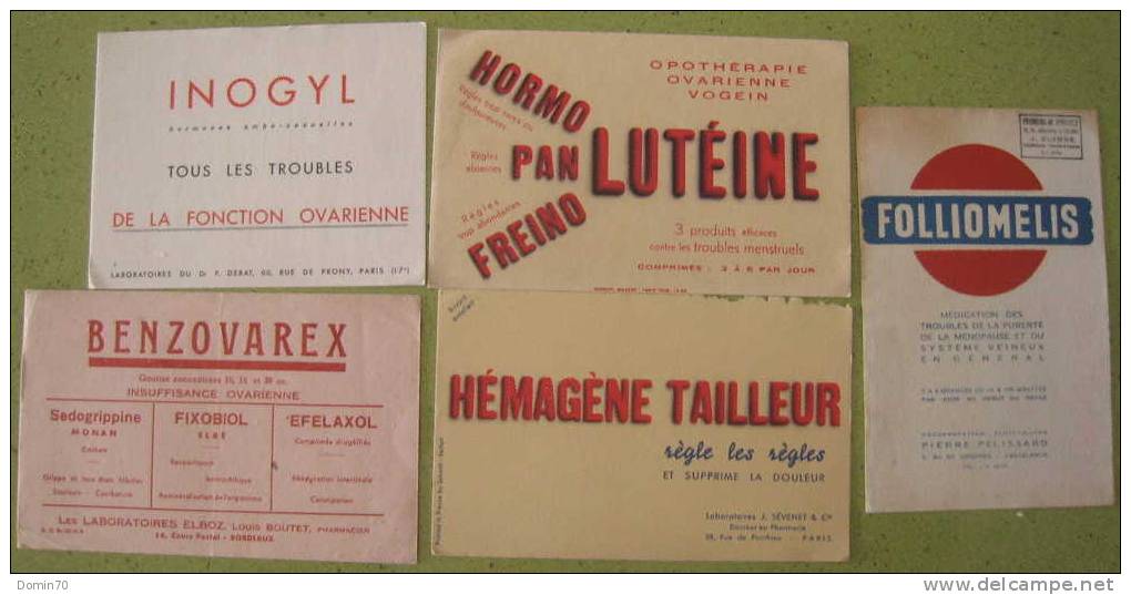 Buvard Pharmacie Inogyl Ovaires Lutéïne Folliomélis Lot - Collections, Lots & Series