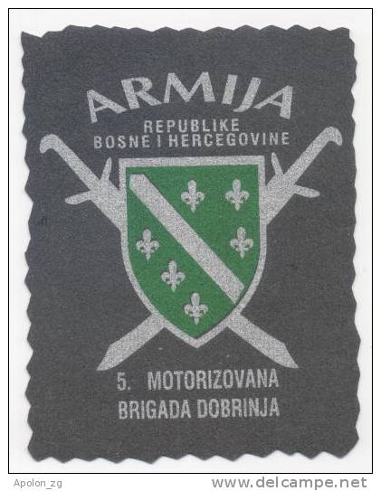 BOSNIAN ARMY - BOSNISCHE ARMEE * MUSLIM  / 5.MOTORIZED BRIGADE - DOBRINJA ,extremely Rare Sleeve Patch !!! - Patches