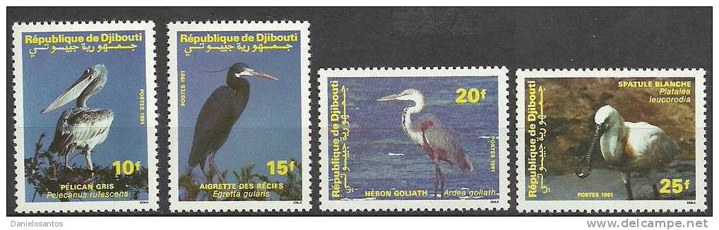 Djibouti 1991 Birds Oiseaux Aves Pelican Egret Heron Spoonbill MNH - Marine Web-footed Birds