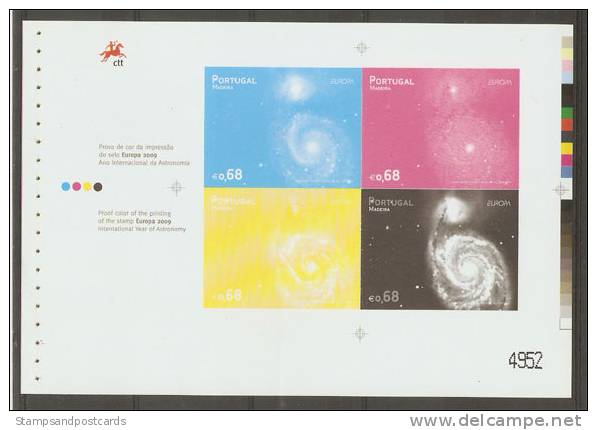 Portugal Madère Épreuve Souvenir Astronomie Europa CEPT 2009 ** Madeira Souvenir Proof Europa CEPT Astronomy ** - Probe- Und Nachdrucke