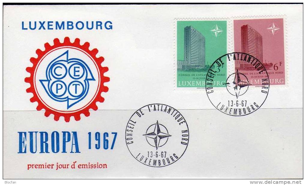 Tagung Der NATO 1967 Luxemburg 751/2 Plus FDC O 2€ Gebäude In Kirchberg CEPT Sympathie - Ausgabe Cover - Lettres & Documents