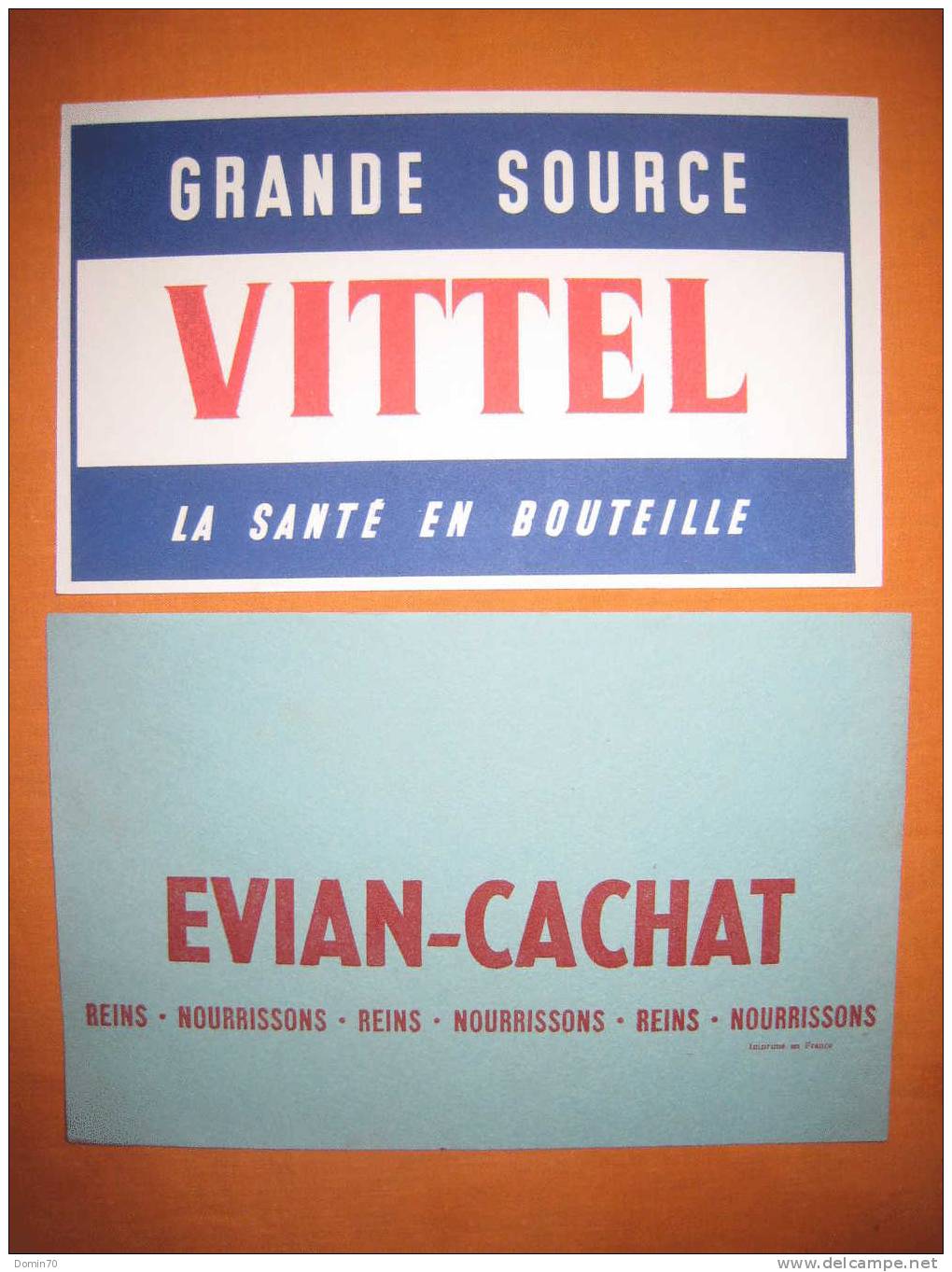 Buvard Vittel Grand Source Santé Bouteille Evian Cachat - Collections, Lots & Series