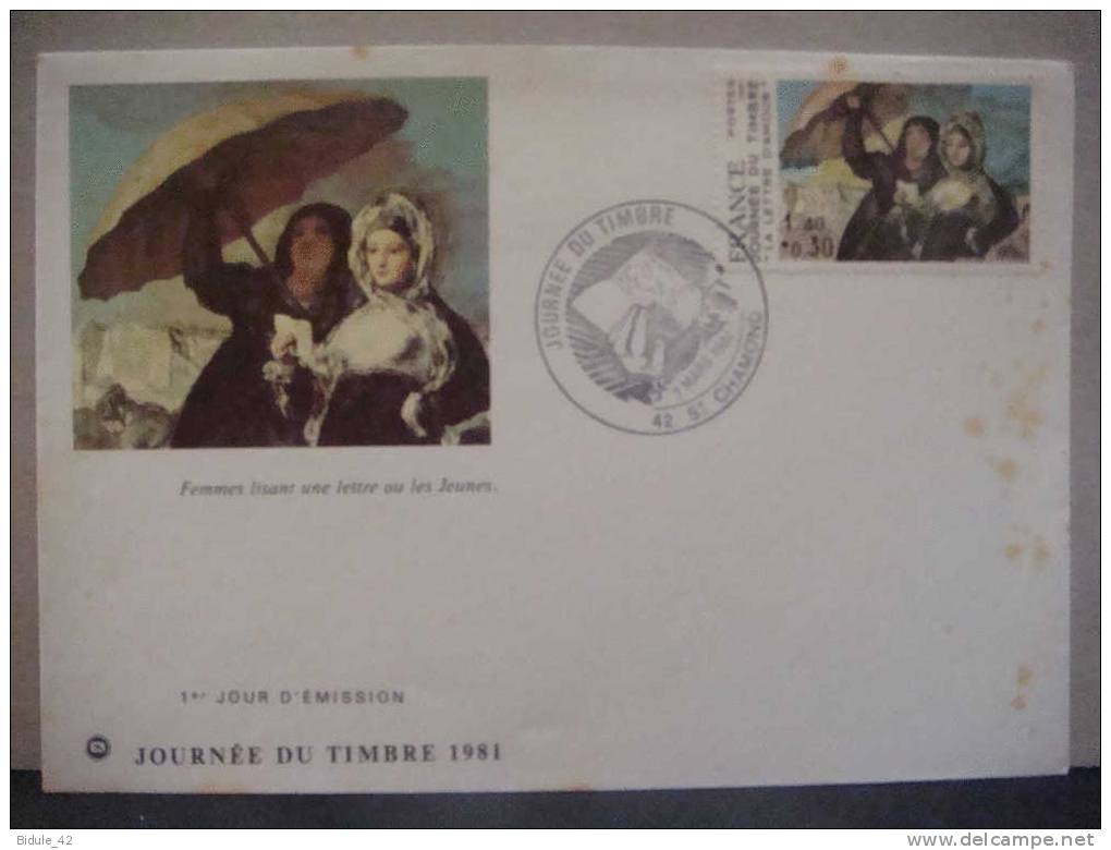 Enveloppe Illustrée (format Français) FSPF Journée Timbre 1981 (GOYA) SAINT CHAMOND (42) - Storia Postale