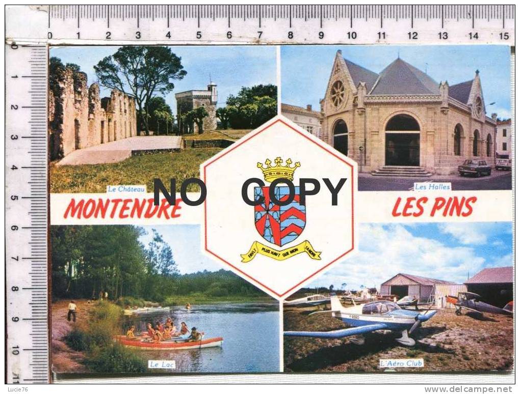 MONTENDRE LES PINS  -  4 Vues : Le Château - Les Halles - Le Lac - L'Aéro Club  -  Blason  -L45 - Montendre