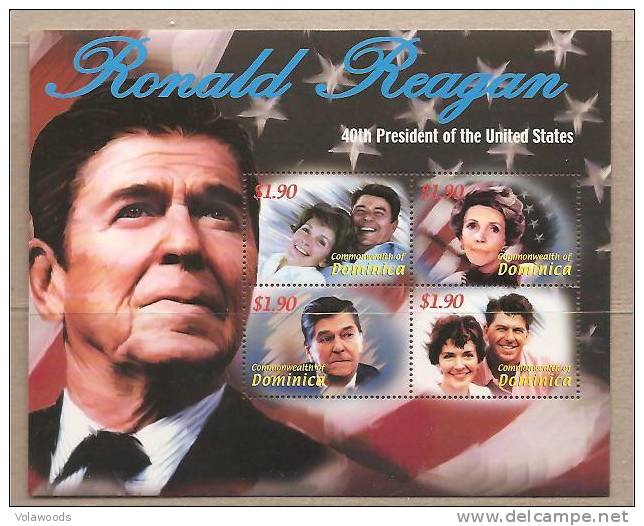 Dominica - Foglietto Nuovo: Ronald Reagan - Us Independence